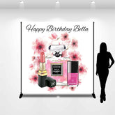 Lofaris Pink Watercolor Floral Makeups Custom Birthday Backdrop